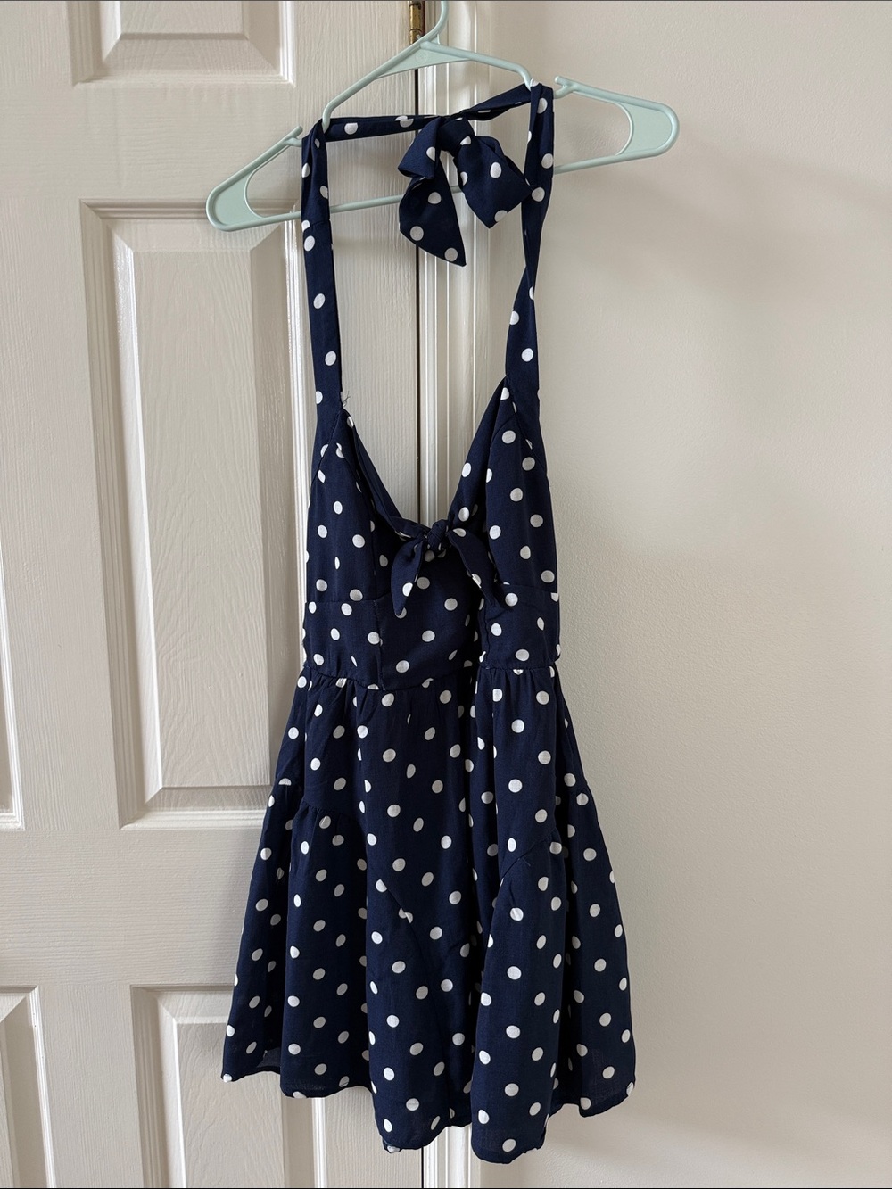 NWT francesca’s navy polka dot halter dress